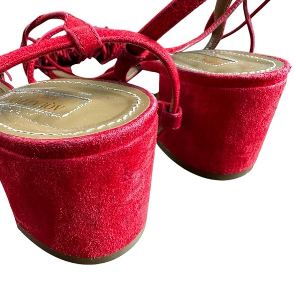 Aquazzura Wild Thing Red 50mm Block Heel City Suede Leather Sandals 38 / US 7.5 - Picture 6 of 12